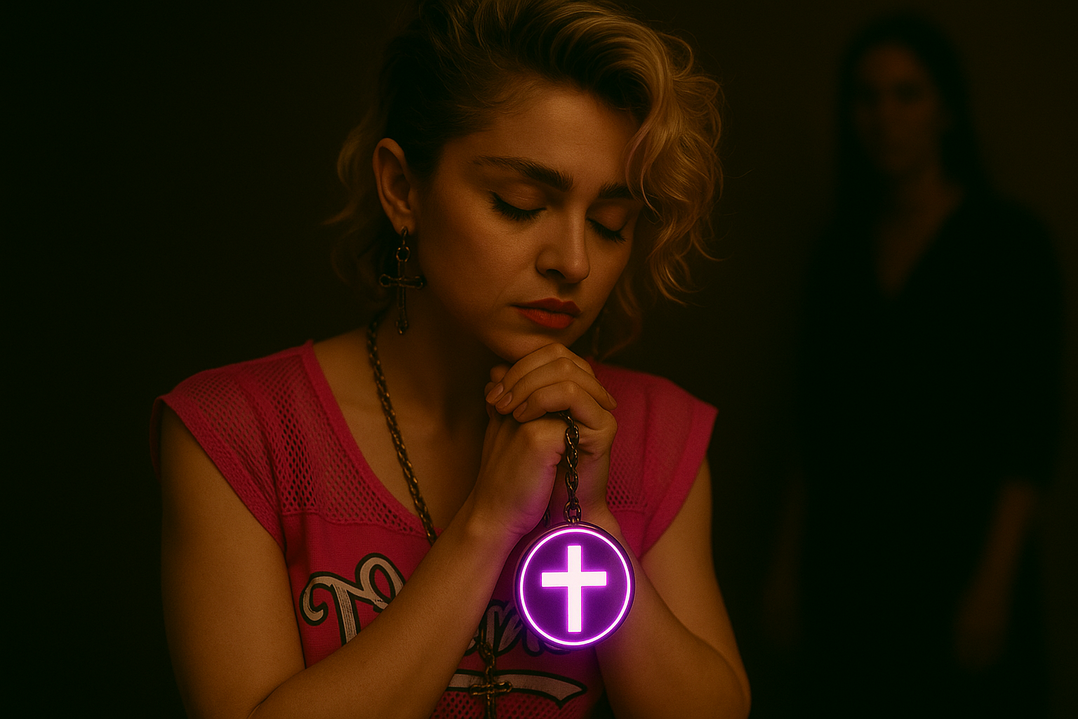 cross lightup pendant prayer